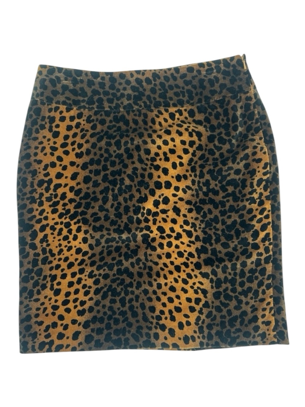 Rafaella Velvet Leopard Black & brown/Gold Pencil Cheetah Print Skirt SZ 10
